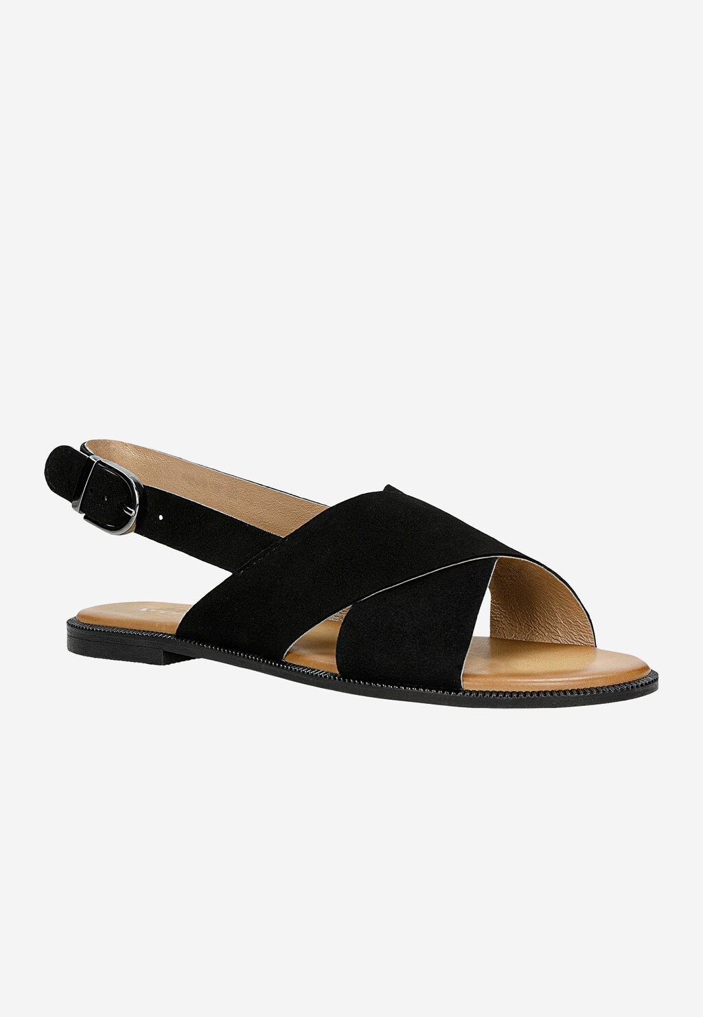 Černé dámské sandály na plochém podrážku 76071-61 Widok 3