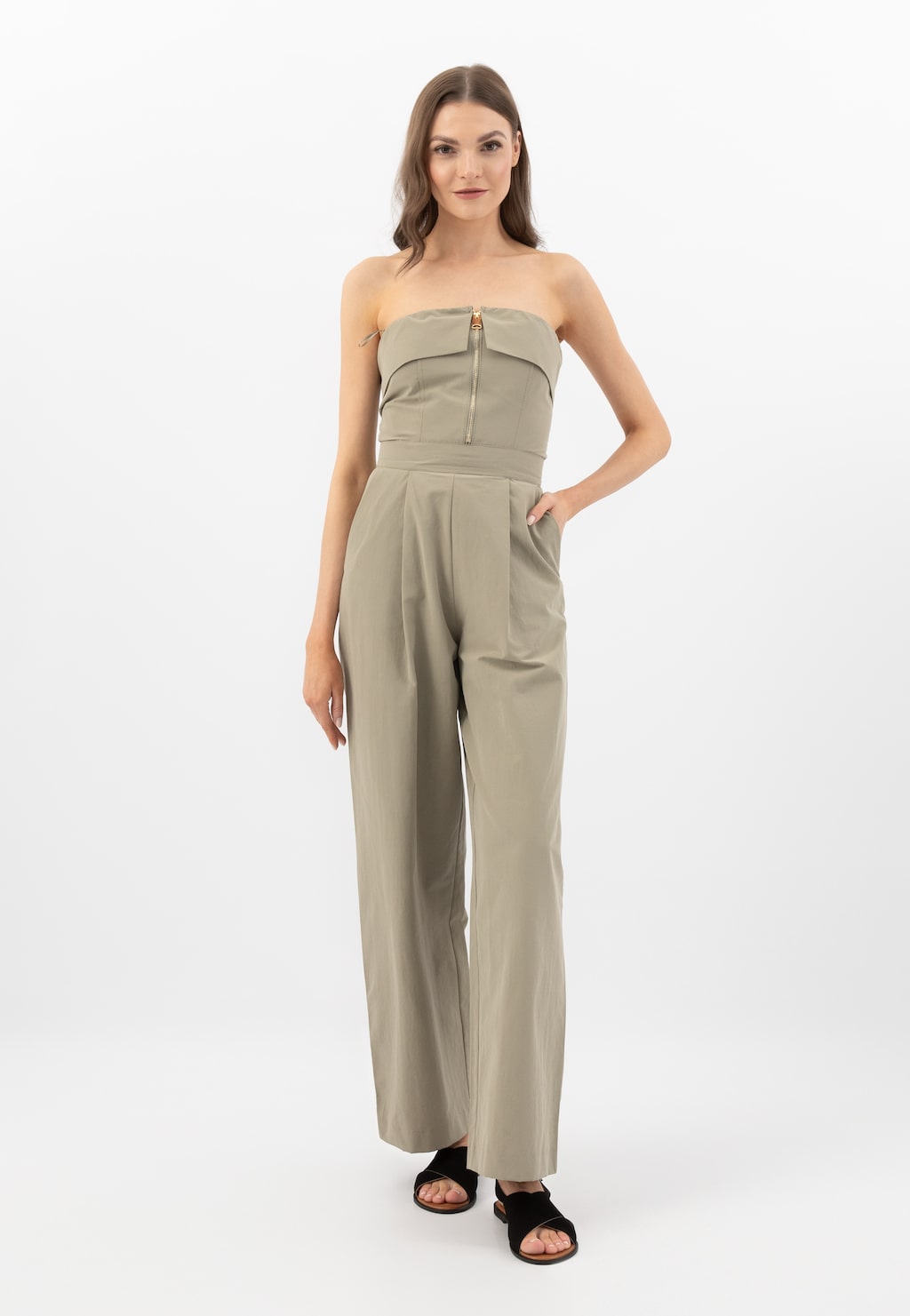 Černé dámské sandály na plochém podrážku 76071-61 Widok 8