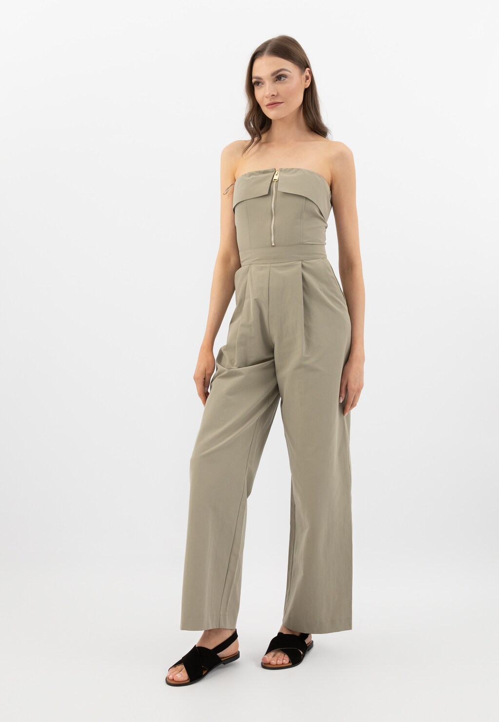 Černé dámské sandály na plochém podrážku 76071-61 Widok 1