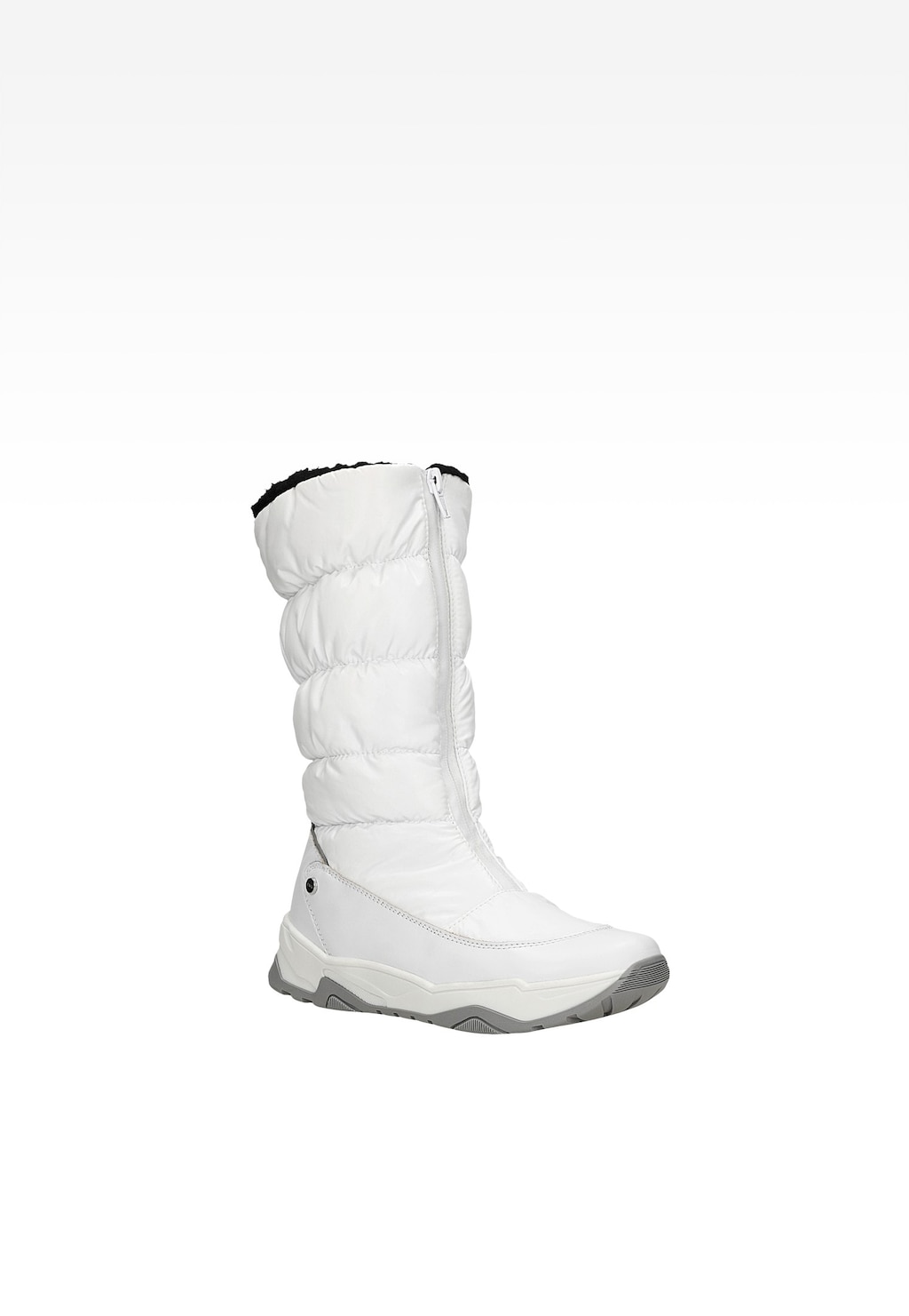 Biały ocieplane kozaki dziewczęce BARTEK W-67071L/BIT z pikowaną cholewką, zamkiem z przodu, futrzanym wykończeniem i szarą podeszwą, idealne na zimę.
