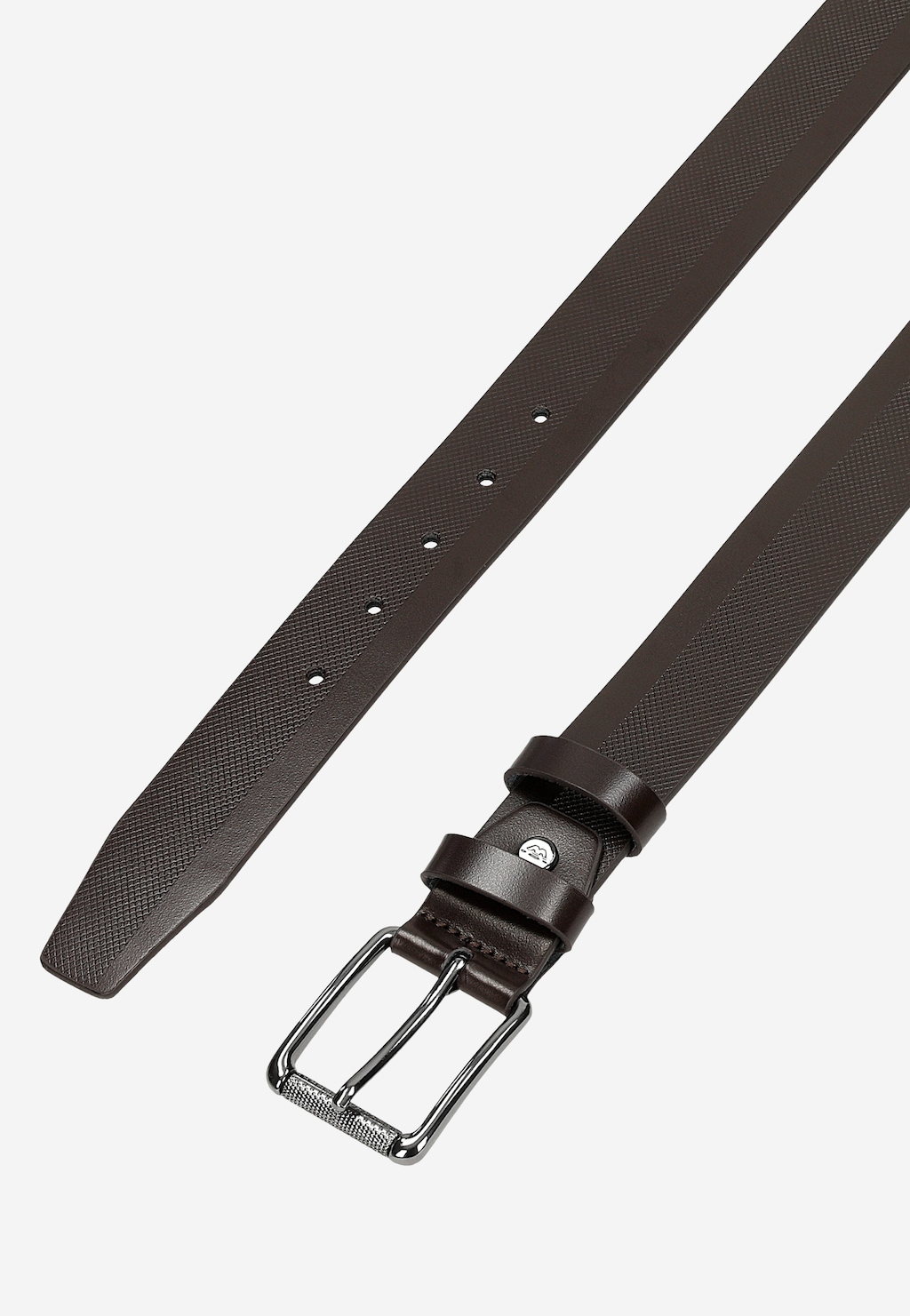 Hnědý kožený pánský pásek s raženým vzorem 93118-52 Widok 4