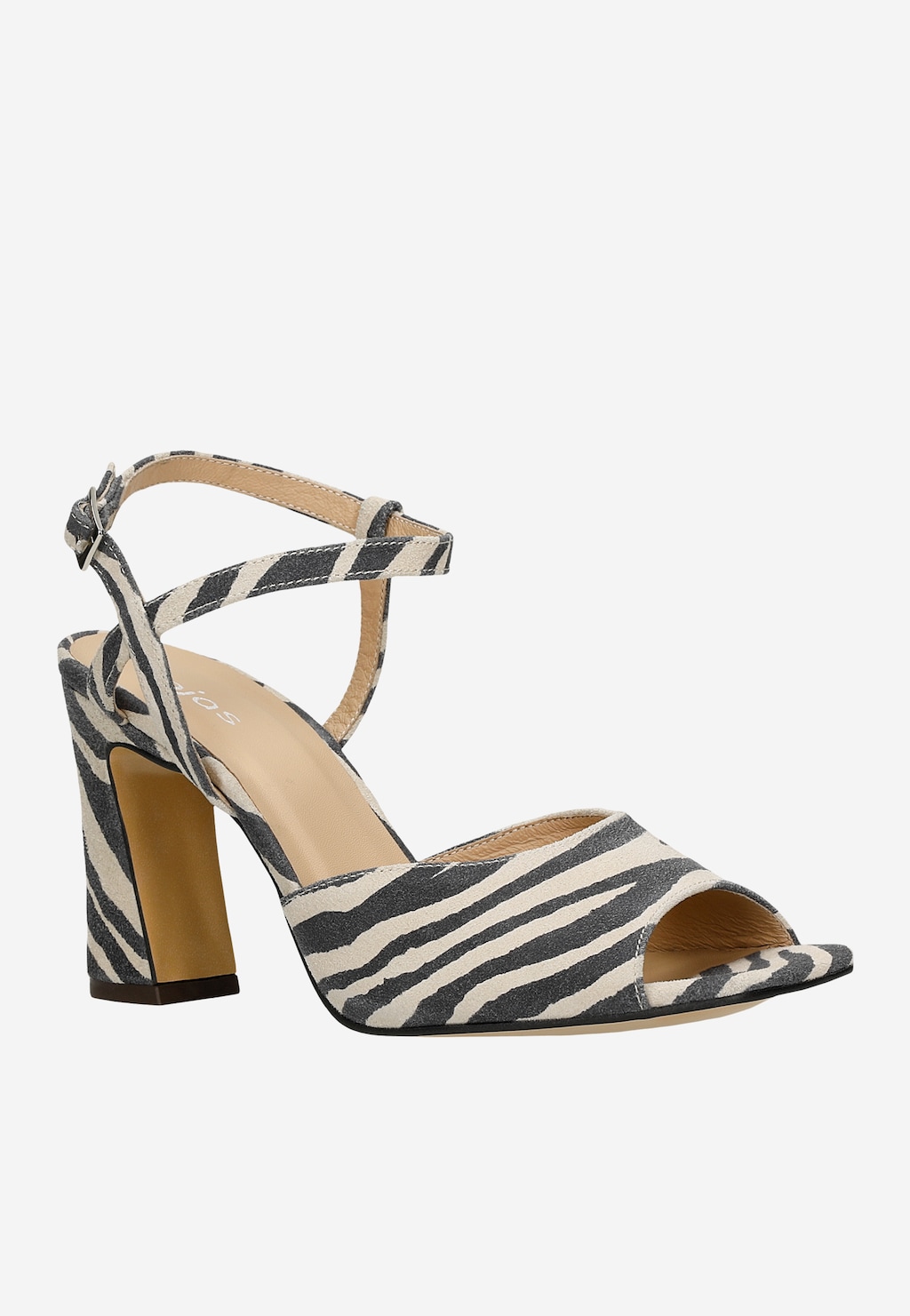 Sandále v čierno-béžových pruhoch na širokom podpätku 76179-60 Widok 3