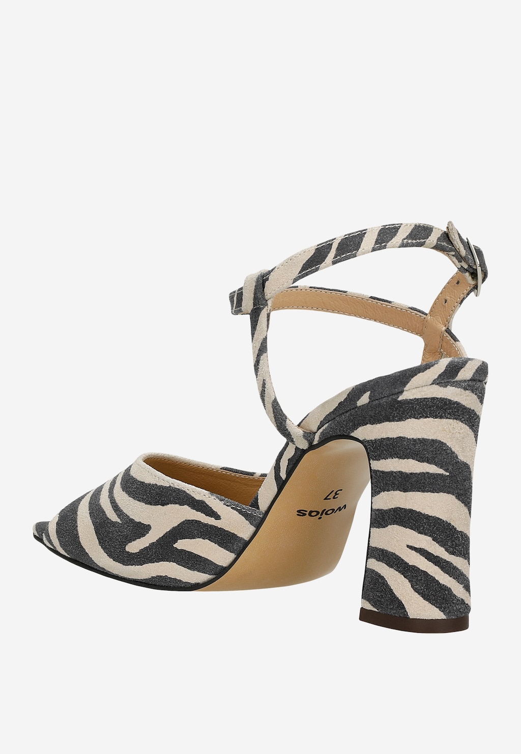Sandále v čierno-béžových pruhoch na širokom podpätku 76179-60 Widok 4