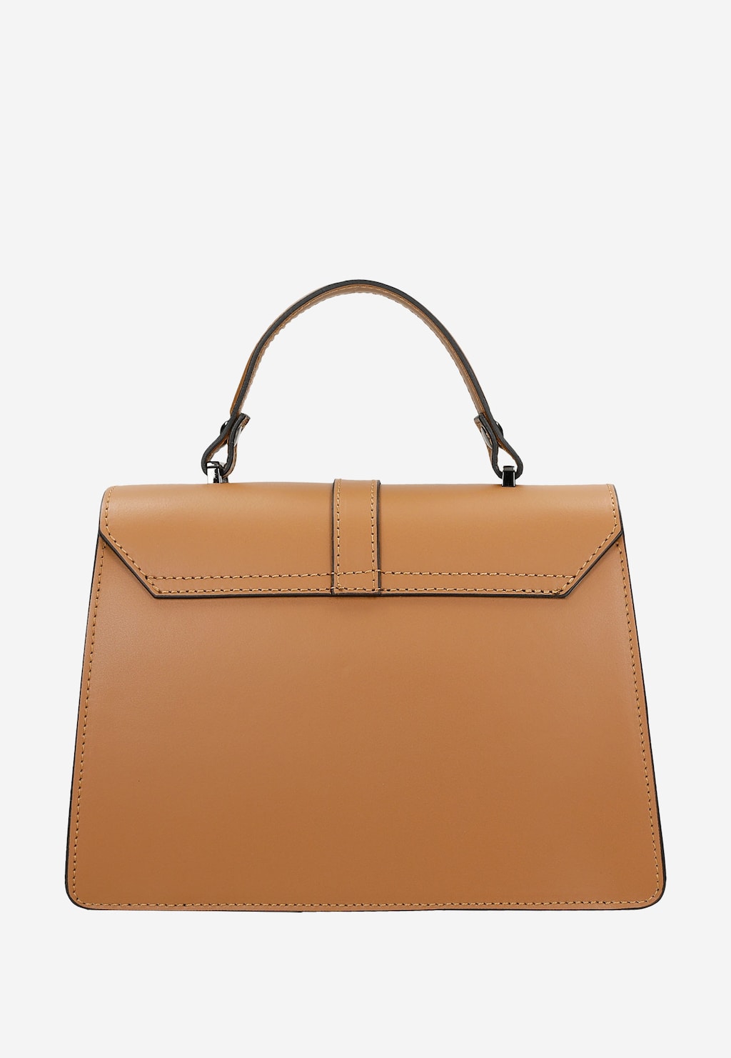 Jasnobrązowa torebka damska Wojas kuferek model 80337-53 z gładkiej skóry licowej, z eleganckim uchwytem i precyzyjnie wykonanymi przeszyciami.