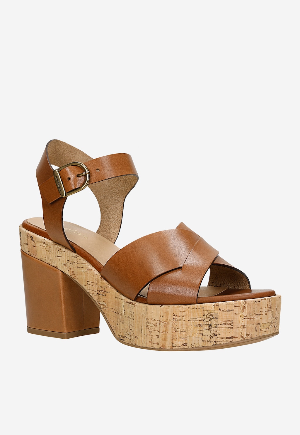 Hnědé masivní sandály na sloupku 76175-52 Widok 3