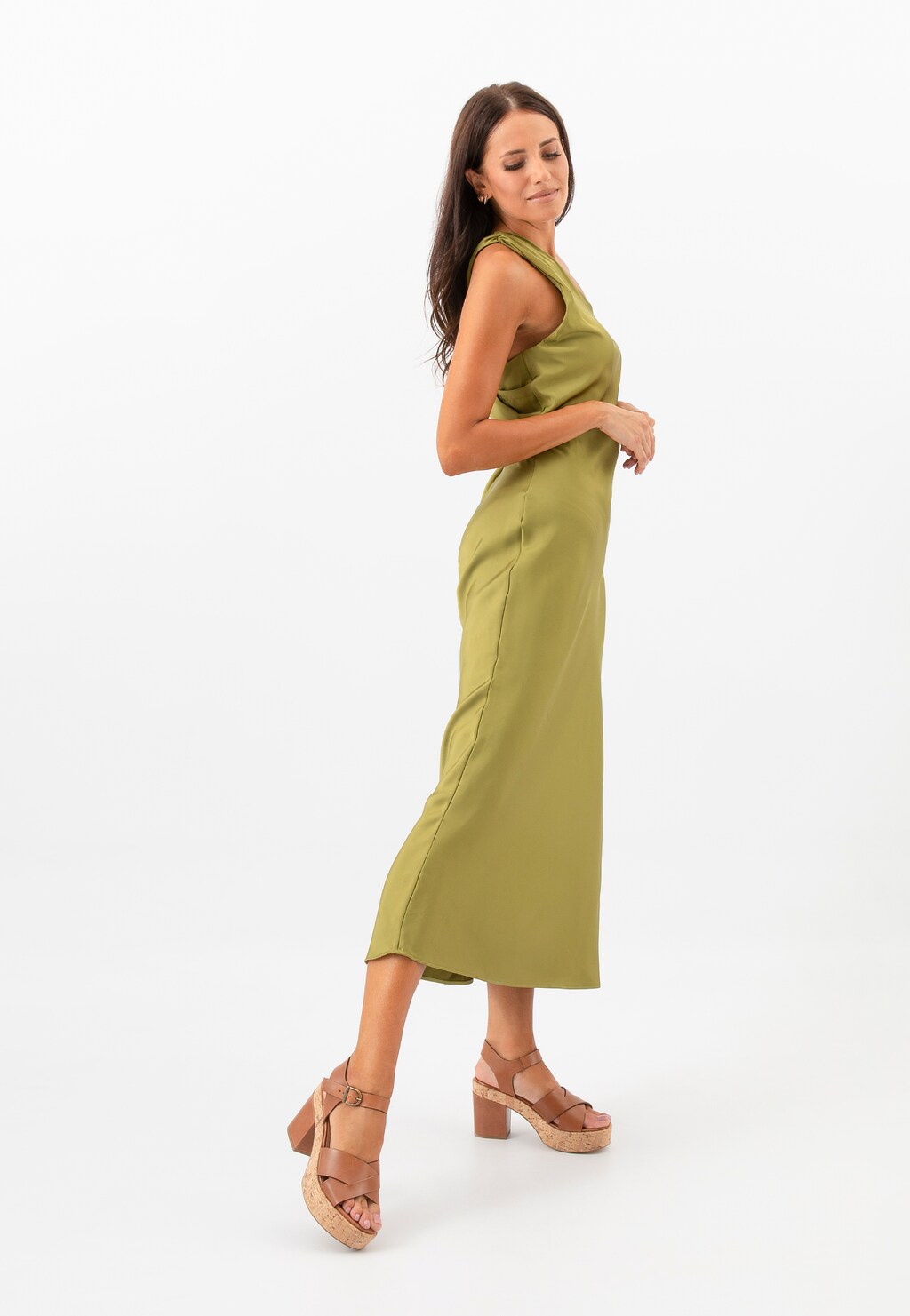 Hnědé masivní sandály na sloupku 76175-52 Widok 9