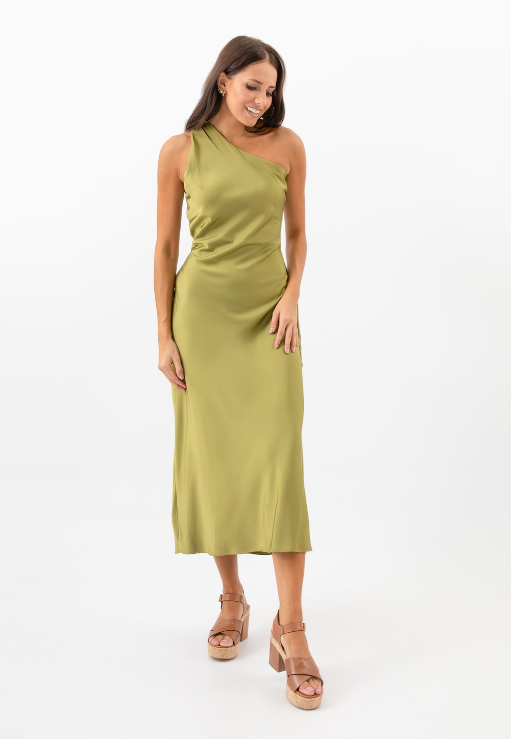 Hnědé masivní sandály na sloupku 76175-52 Widok 1