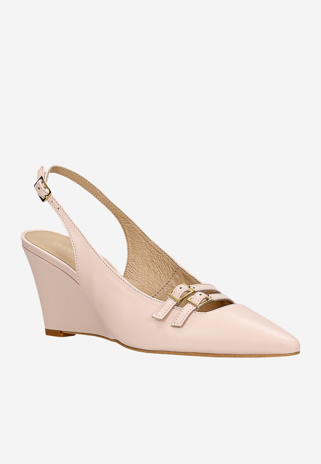 Béžové dámske lodičky na kline 35146-54 Widok 3