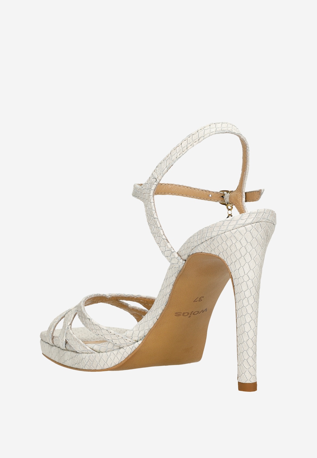 Béžové sandály na vysokém podpatku s tłoczeným vzorem 76177-54 Widok 4