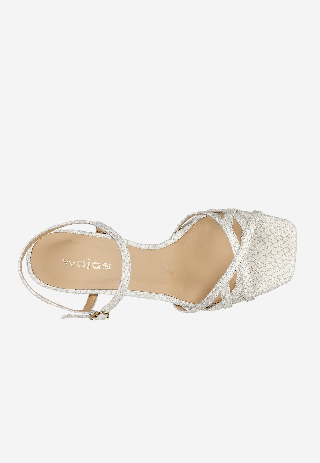 Béžové sandály na vysokém podpatku s tłoczeným vzorem 76177-54 Widok 5