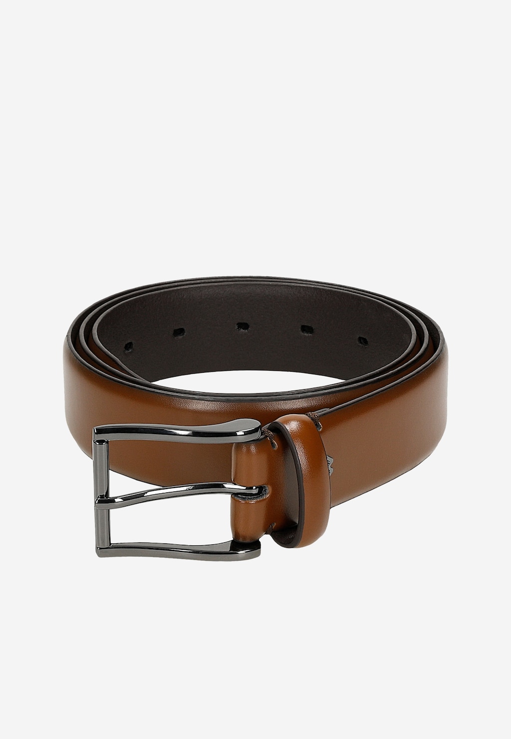 Hnědý kožený pánský pásek s otevřenou sponou 93120-53 Widok 5