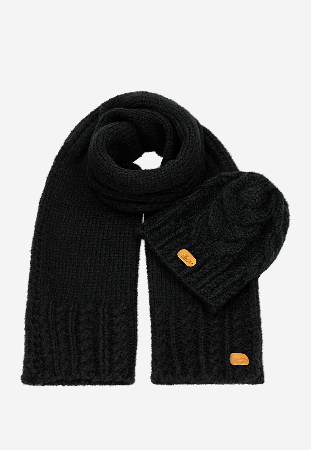 Černý komplet z merino vlny - čepice + šála R96003-81 Widok 1