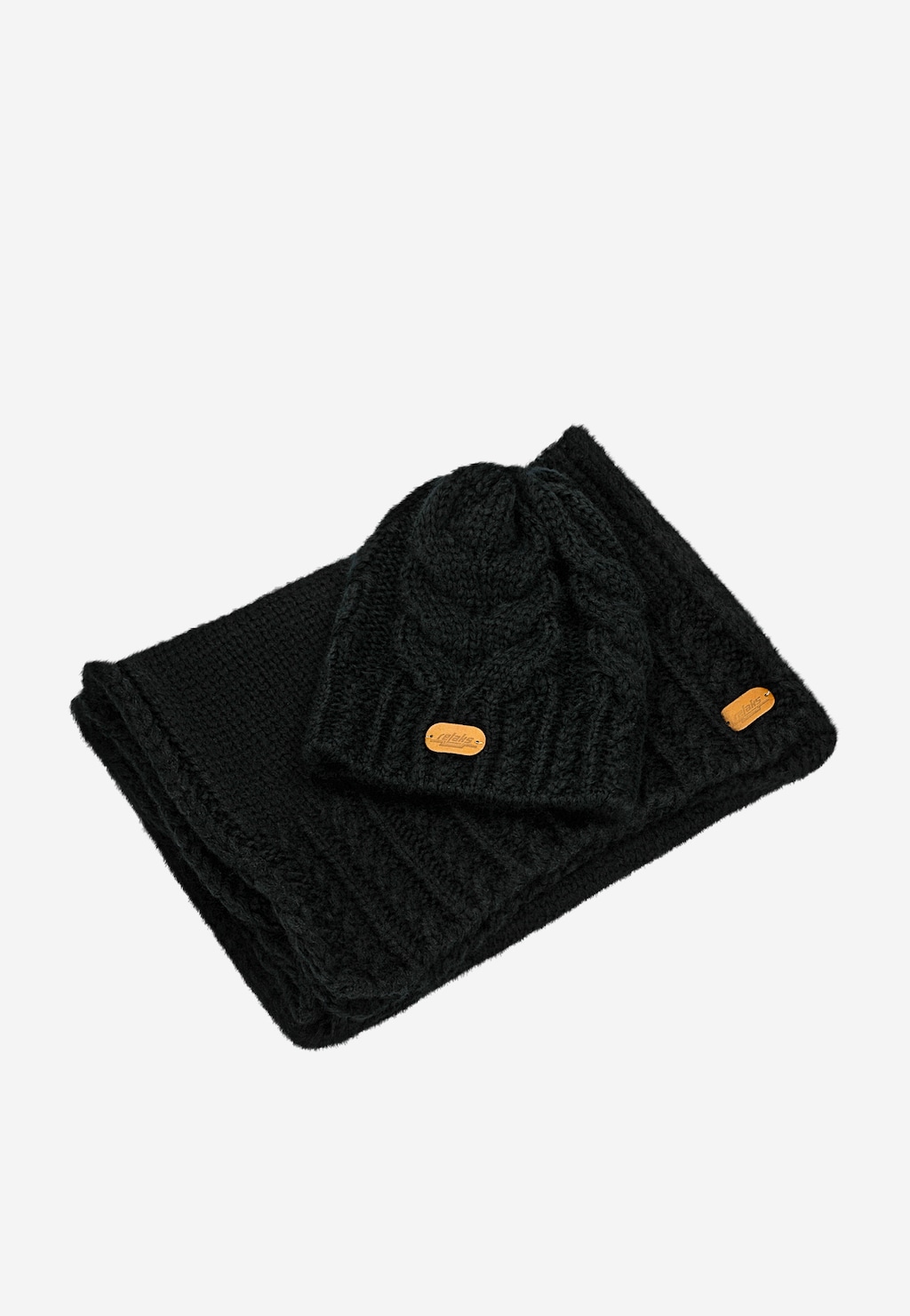 Černý komplet z merino vlny - čepice + šála R96003-81 Widok 4