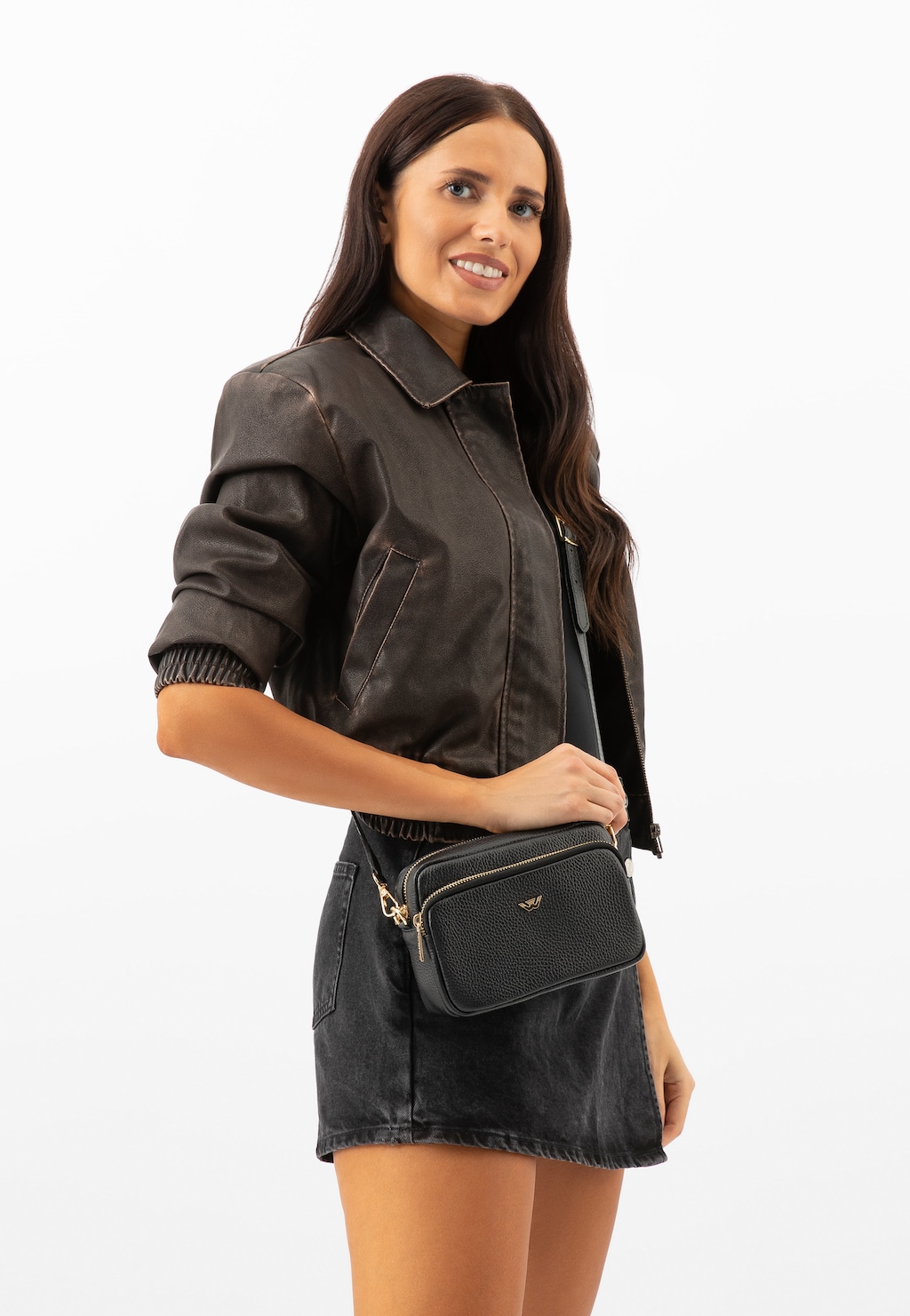 Malá kožená dámská kabelka se zlatými prvky 80317-51 Widok 8