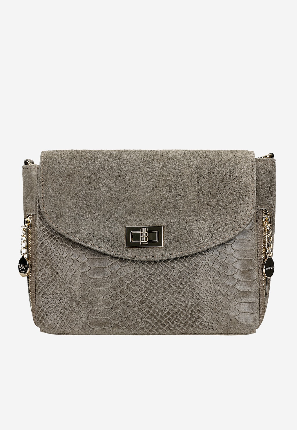 Beżowa torebka damska z dwoiny welurowej 80157-74 Widok 2