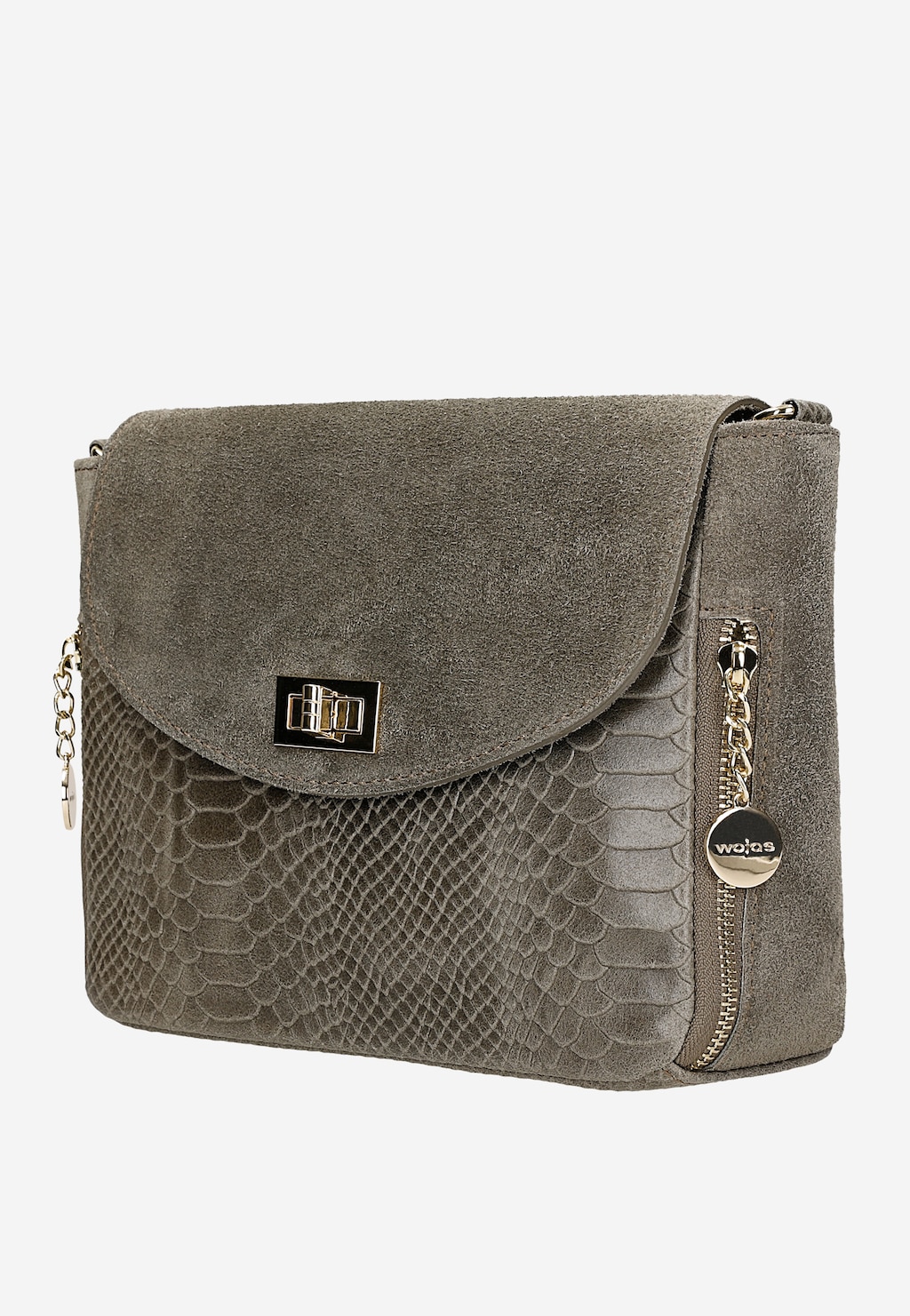 Beżowa torebka damska z dwoiny welurowej 80157-74 Widok 3