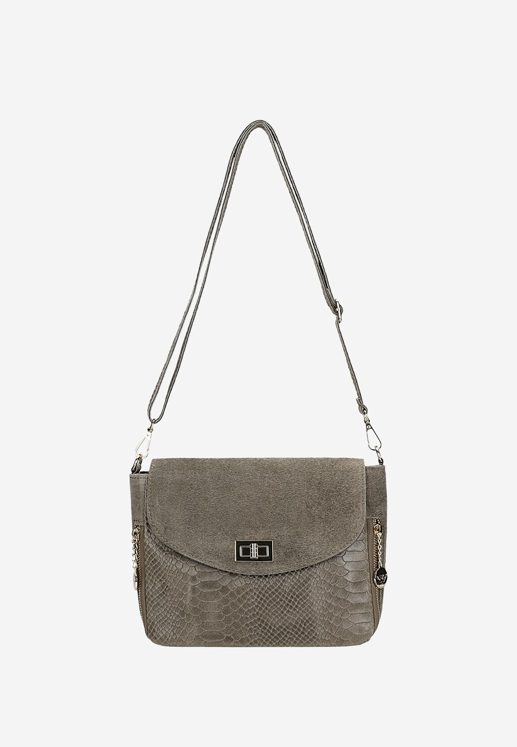 Beżowa torebka damska z dwoiny welurowej 80157-74 Widok 5