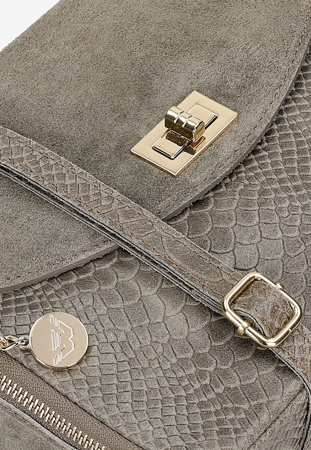 Beżowa torebka damska z dwoiny welurowej 80157-74 Widok 8