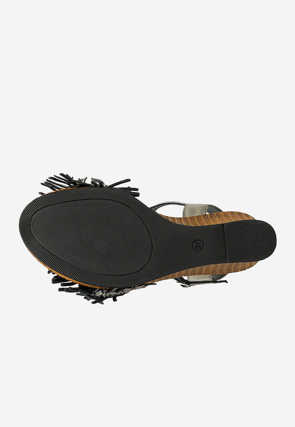 Metalické sandály na vysokém klínu s ozdobou na řemínku 76184-50 Widok 6