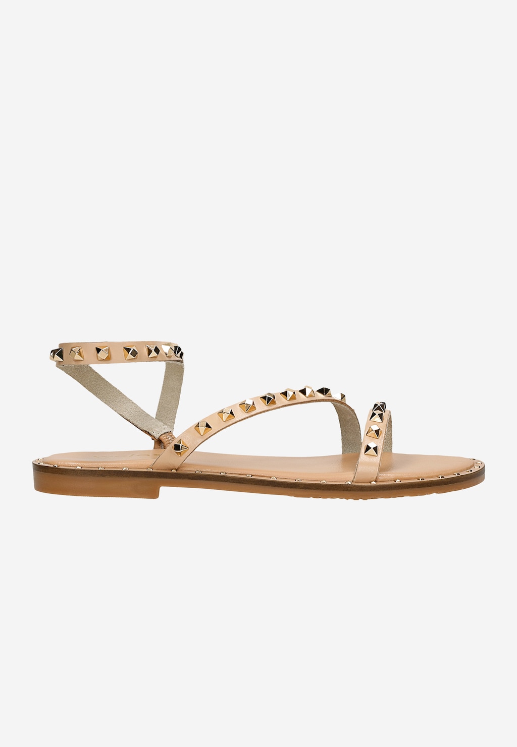 Béžové kožené sandále s cvokmi 76180-54 Widok 2