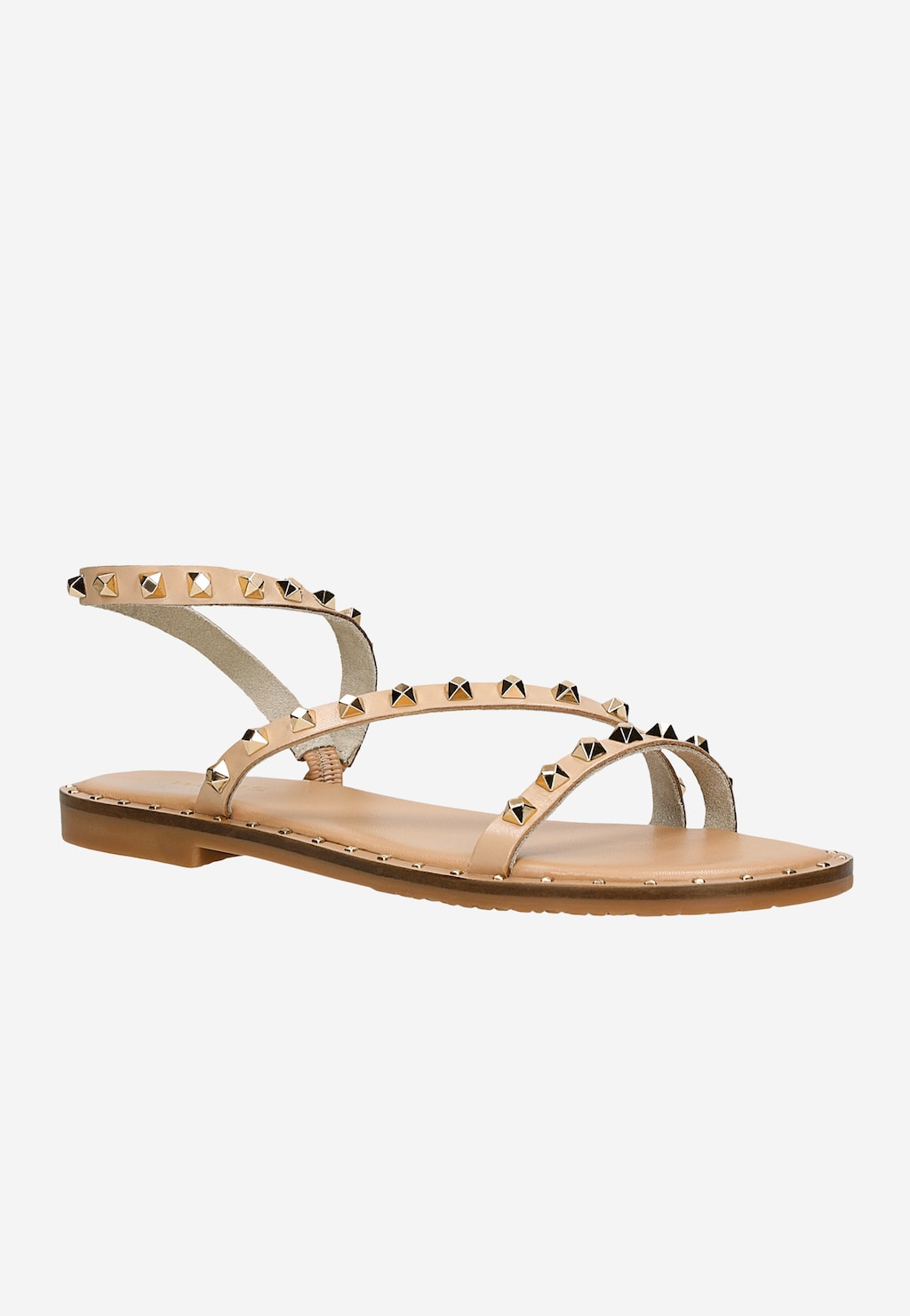 Béžové kožené sandále s cvokmi 76180-54 Widok 3