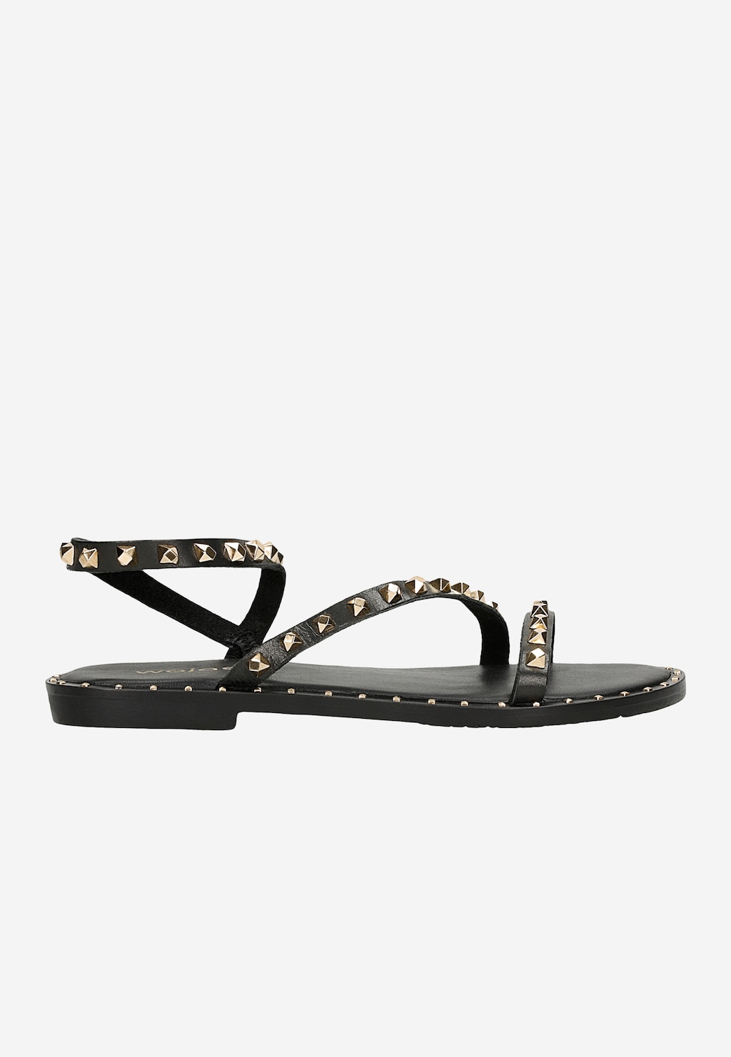 Černé kožené dámské sandály se zlatými cvoky 76180-51 Widok 2