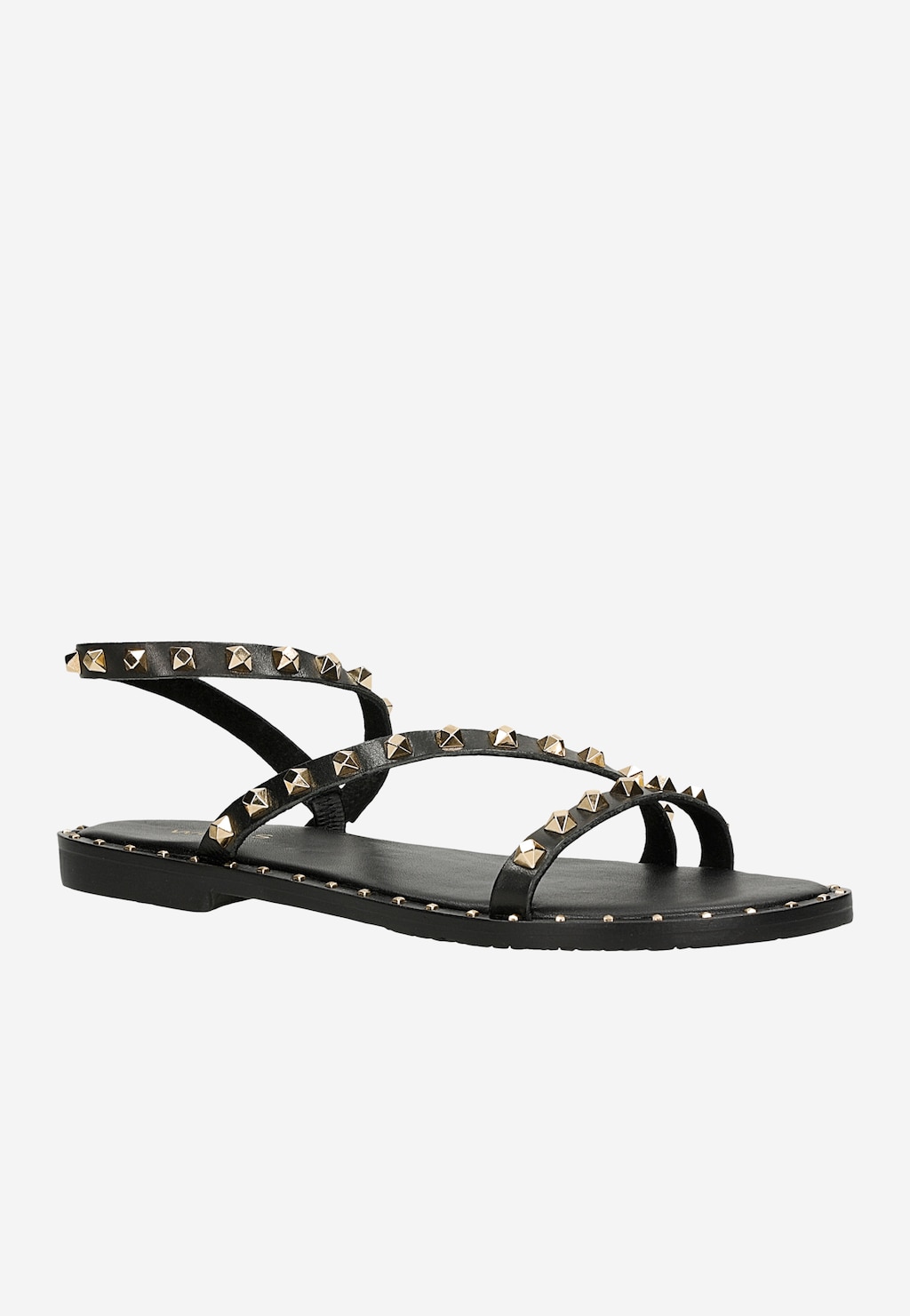 Černé kožené dámské sandály se zlatými cvoky 76180-51 Widok 3