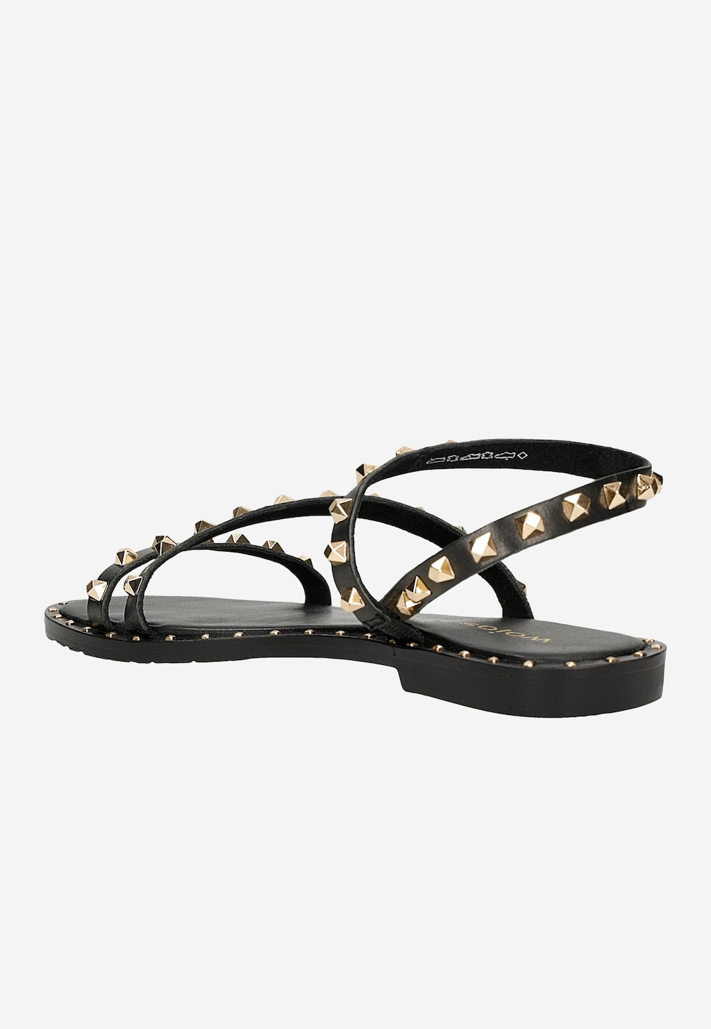 Černé kožené dámské sandály se zlatými cvoky 76180-51 Widok 4