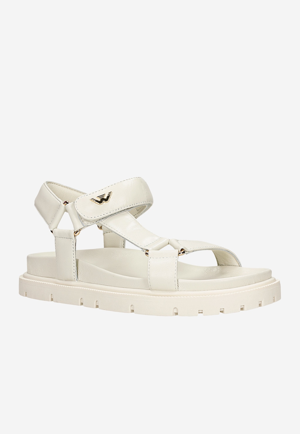 Světle béžové kožené dámské sandály se zlatými detaily 76166-54 Widok 3