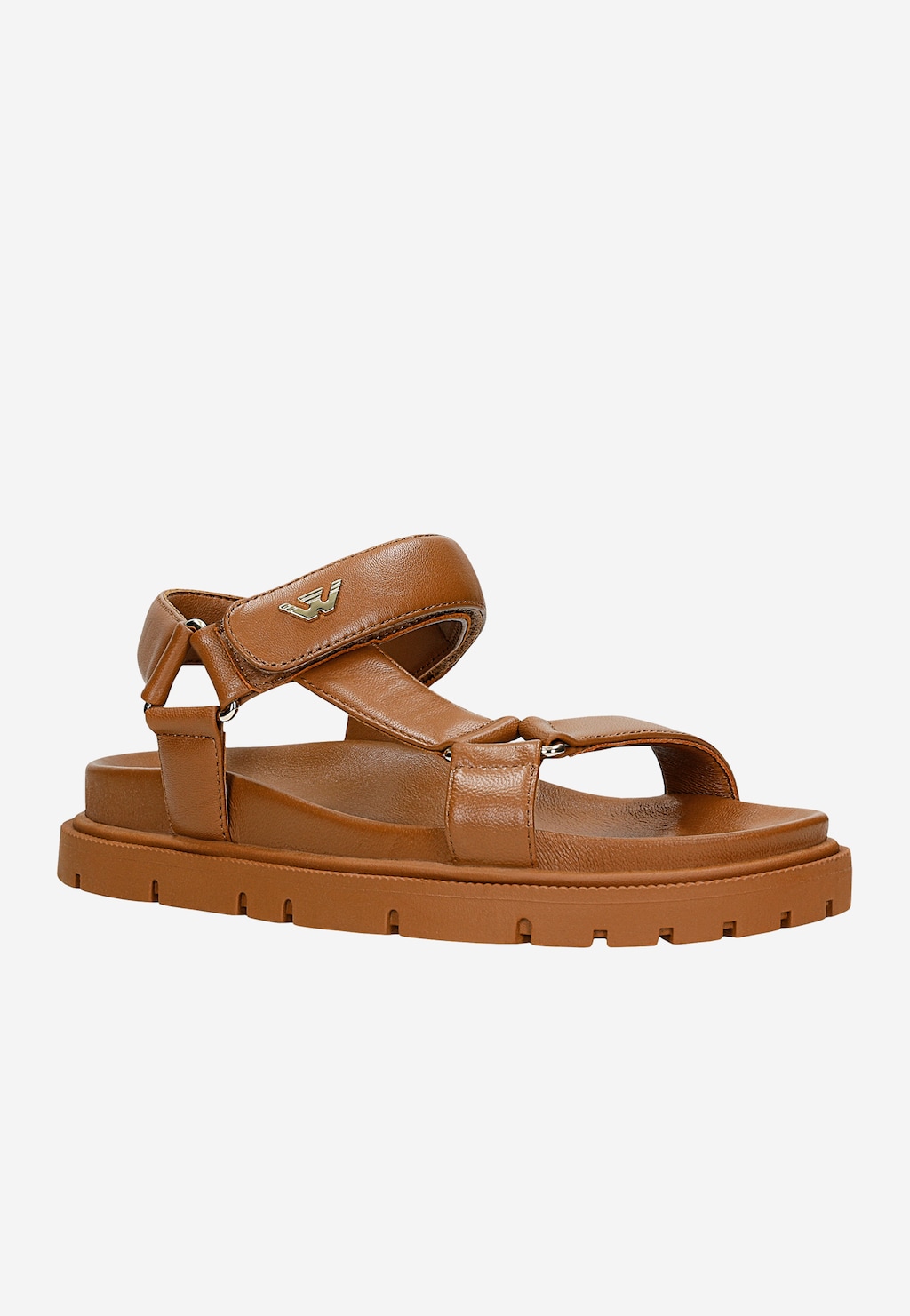 Světle hnědé sandály z lícové kůže na ploché podrážce 76166-53 Widok 3