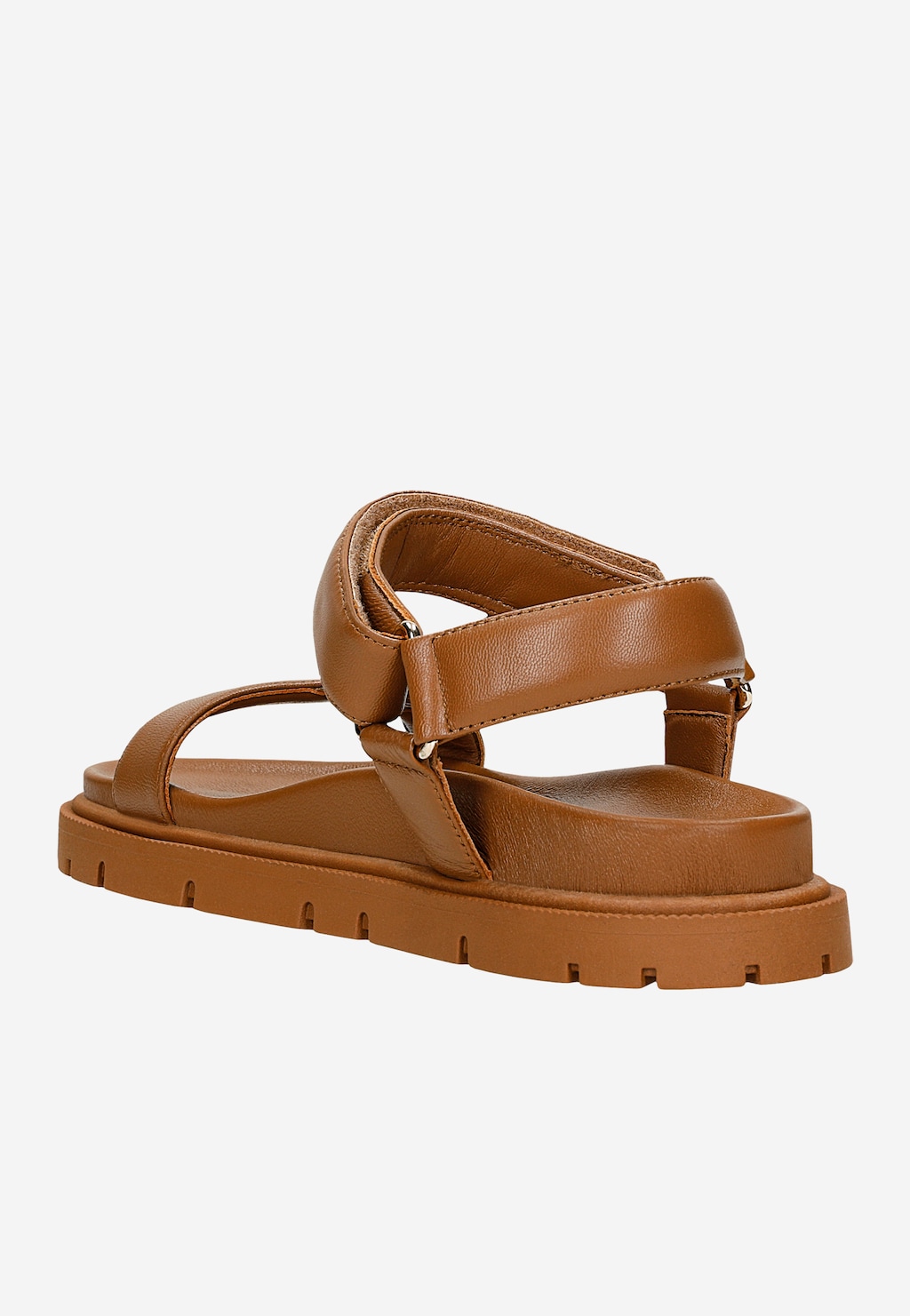 Světle hnědé sandály z lícové kůže na ploché podrážce 76166-53 Widok 4