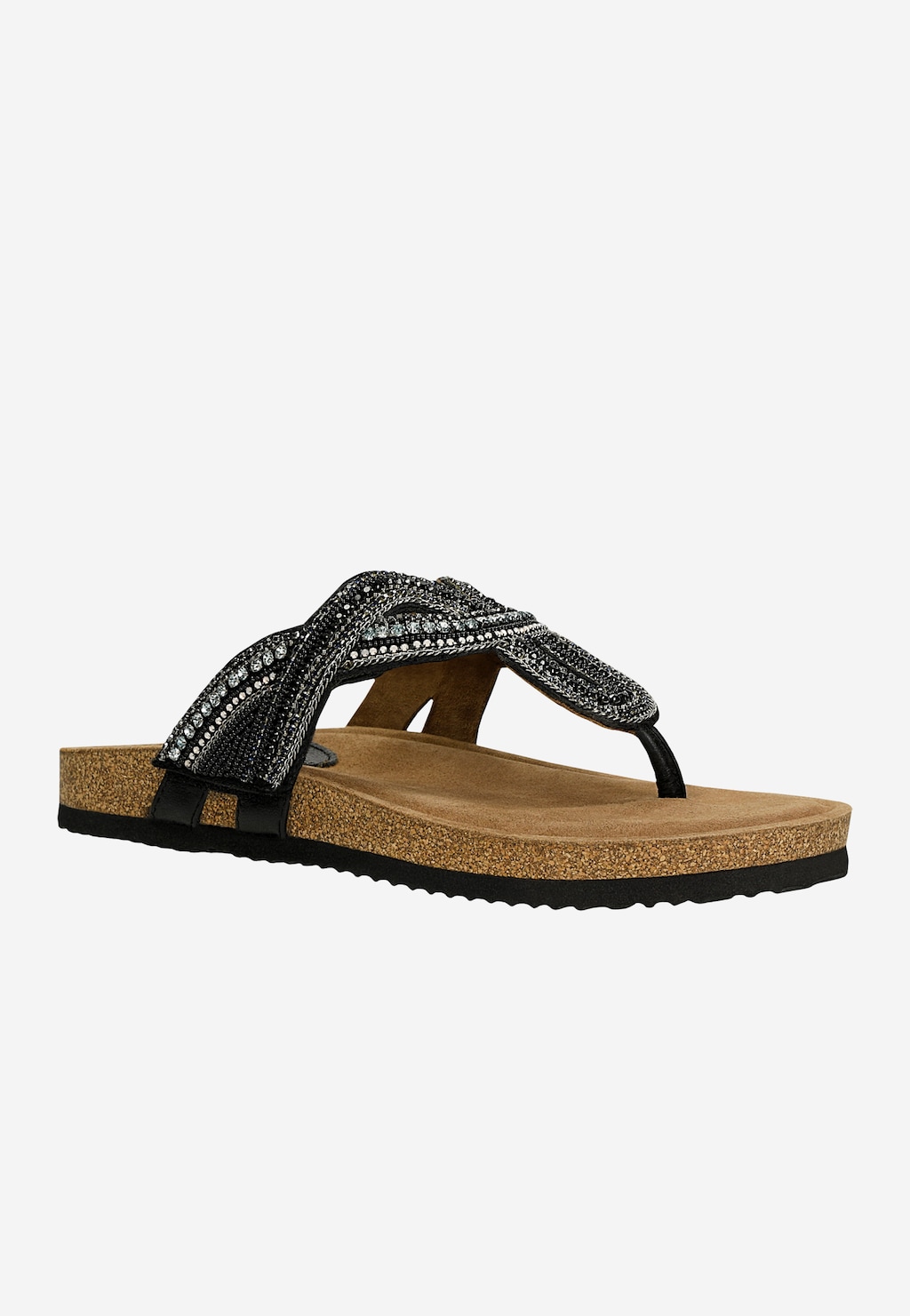 Ploché žabky s korálkami a korkovou podrážkou 74129-81 Widok 3