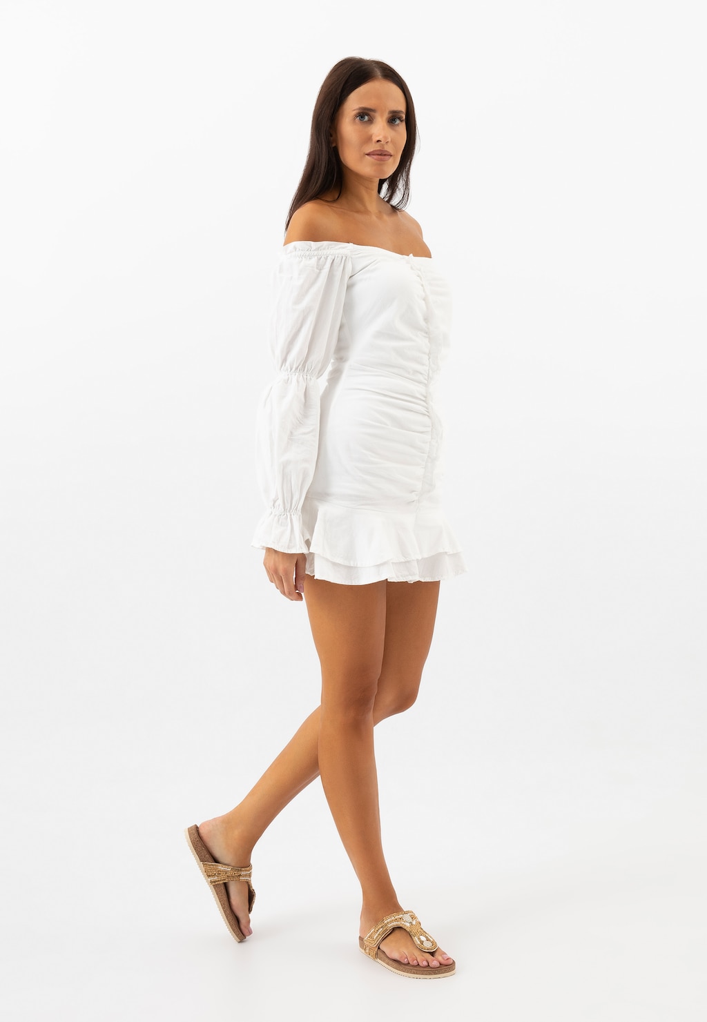 Béžové žabky v boho stylu 74128-14 Widok 1