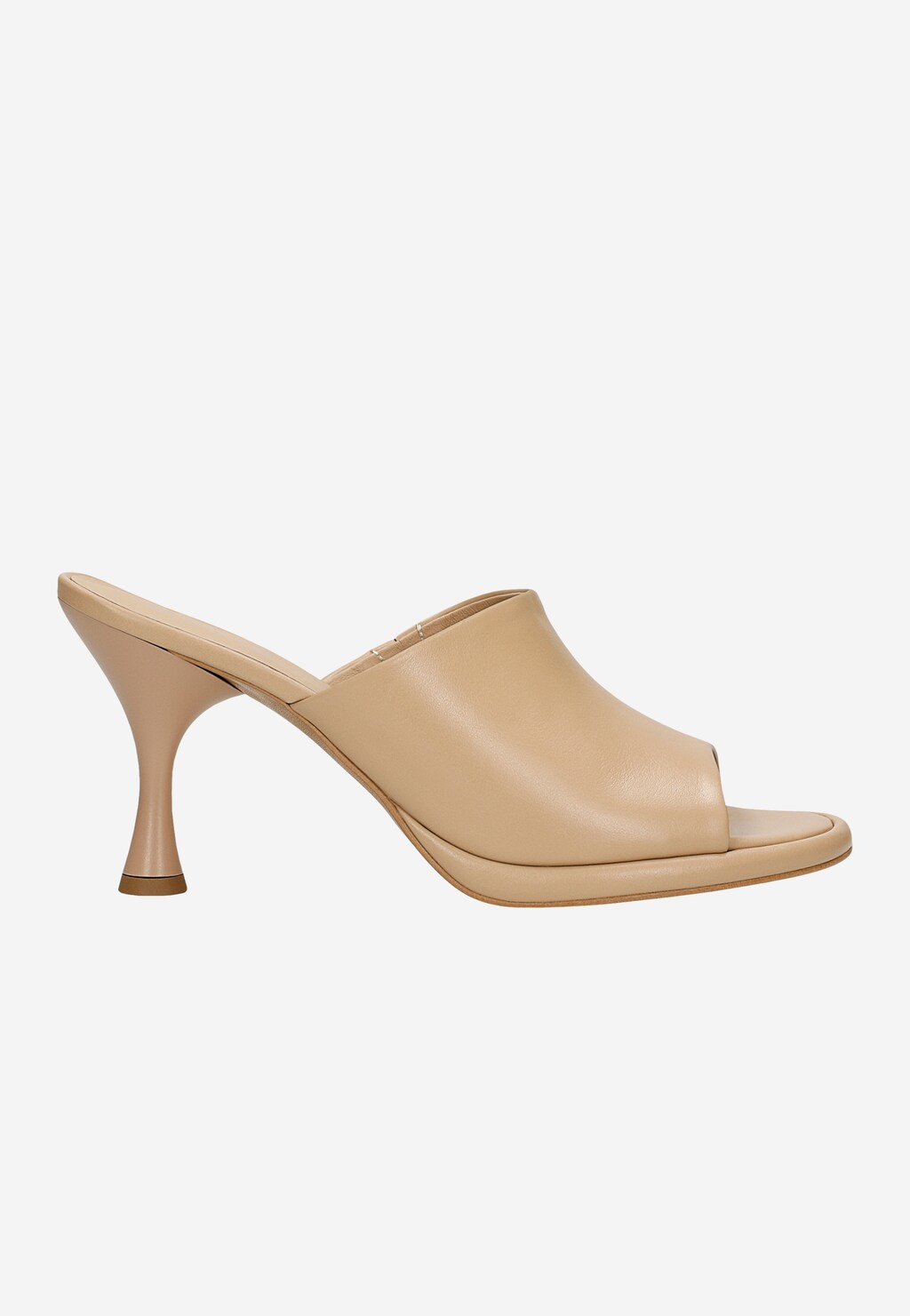 Béžové dámské pantofle na podpatku ve tvaru přesýpacích hodin 74124-54 Widok 2