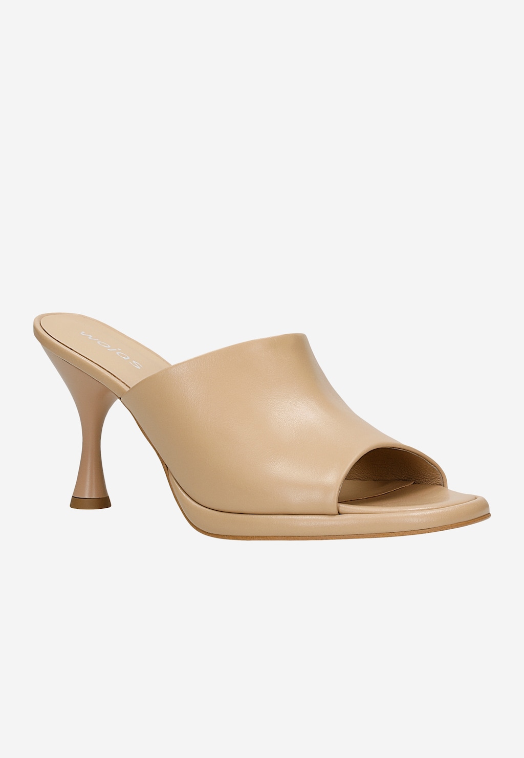 Béžové dámské pantofle na podpatku ve tvaru přesýpacích hodin 74124-54 Widok 3