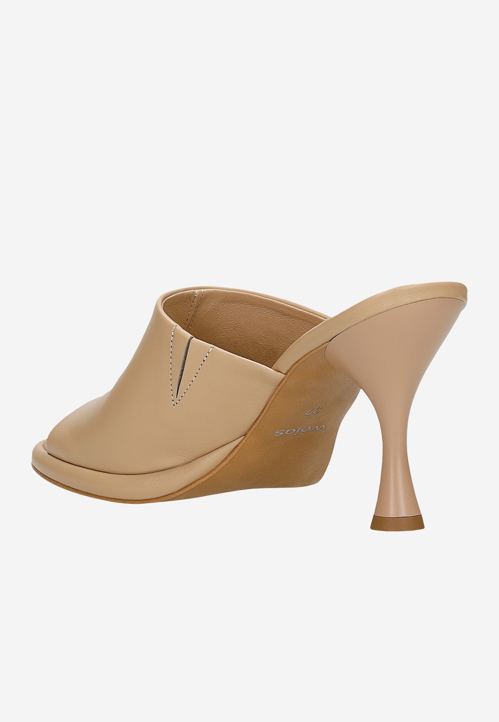 Béžové dámské pantofle na podpatku ve tvaru přesýpacích hodin 74124-54 Widok 4