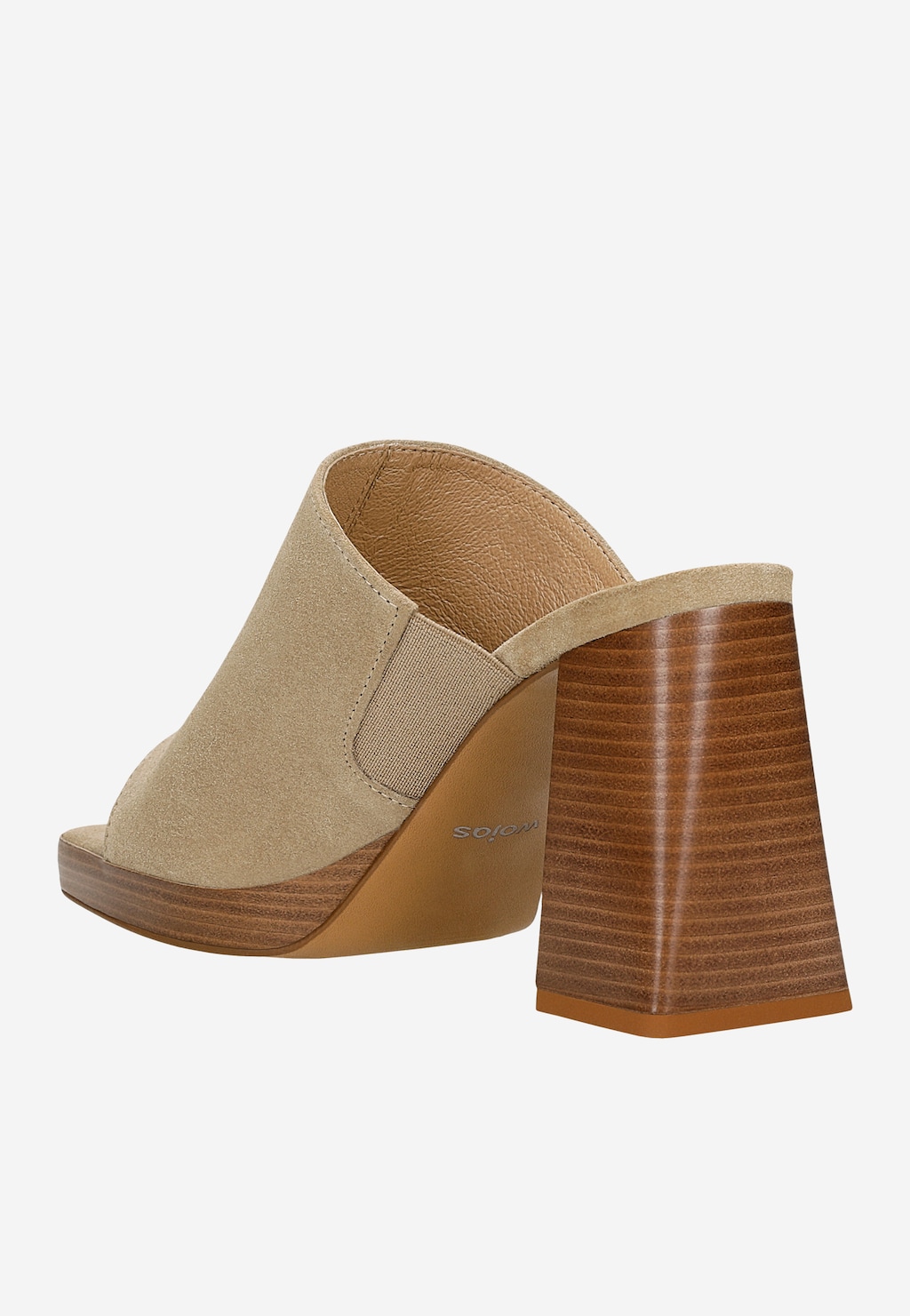 Béžové šľapky na masívnom opätku 74123-64 Widok 4