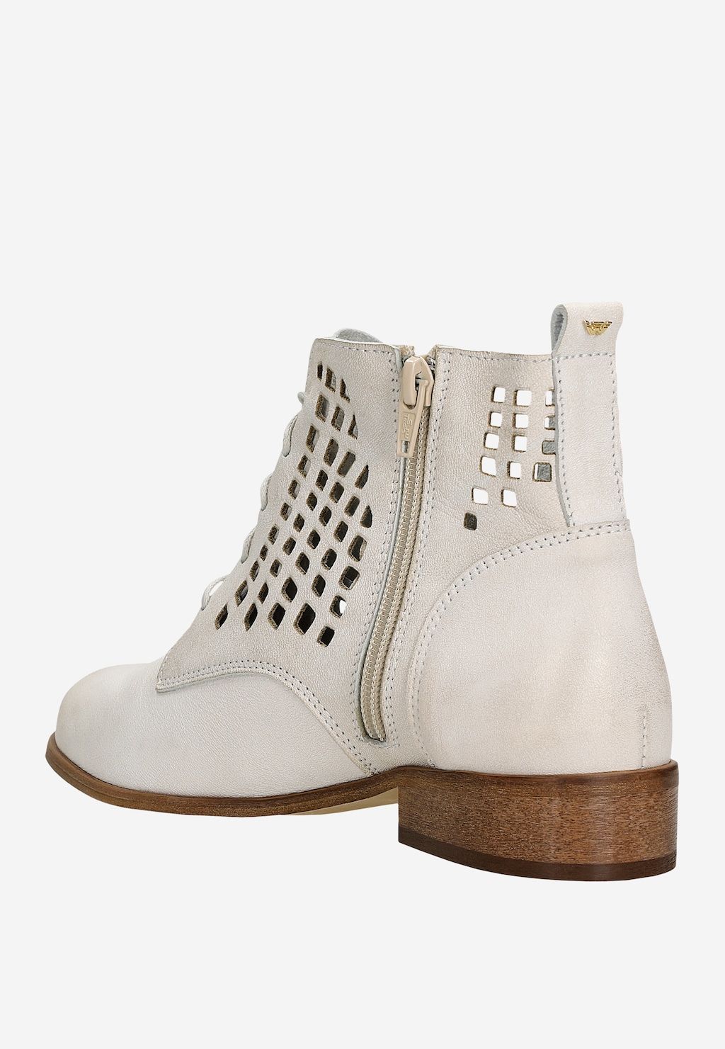 Białe ażurowe trzewiki ze złotymi przetarciami 64123-58 Widok 4