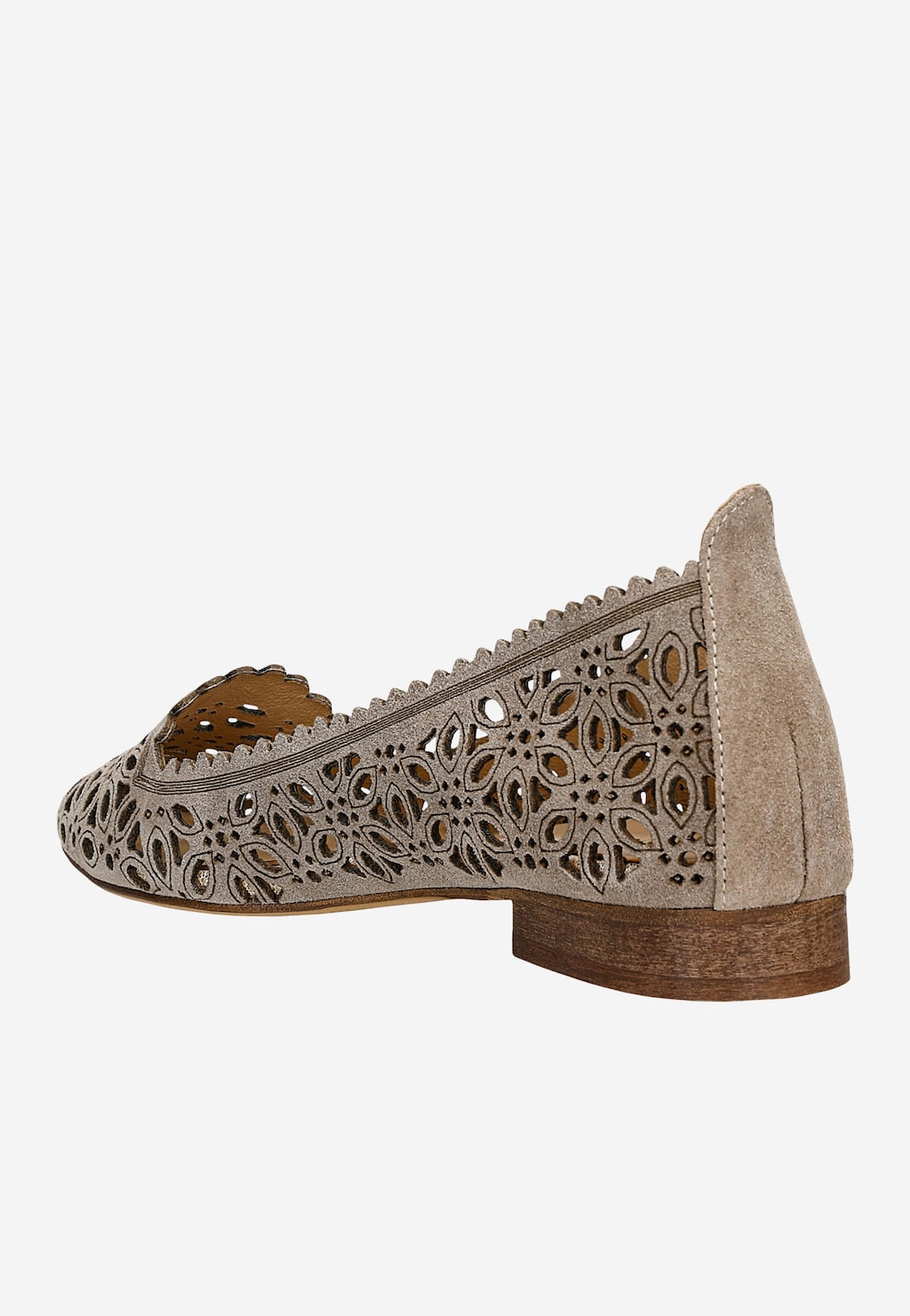 Beżowe ażurowane lordsy damskie ze skóry naturalnej 45009-64 Widok 4