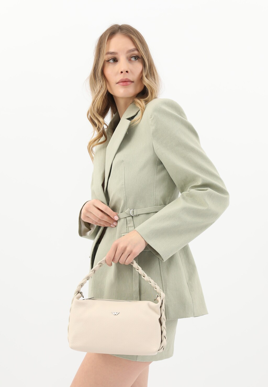 Malá béžová dámská kabelka s pletenou rukojetí 80389-54 Widok 8