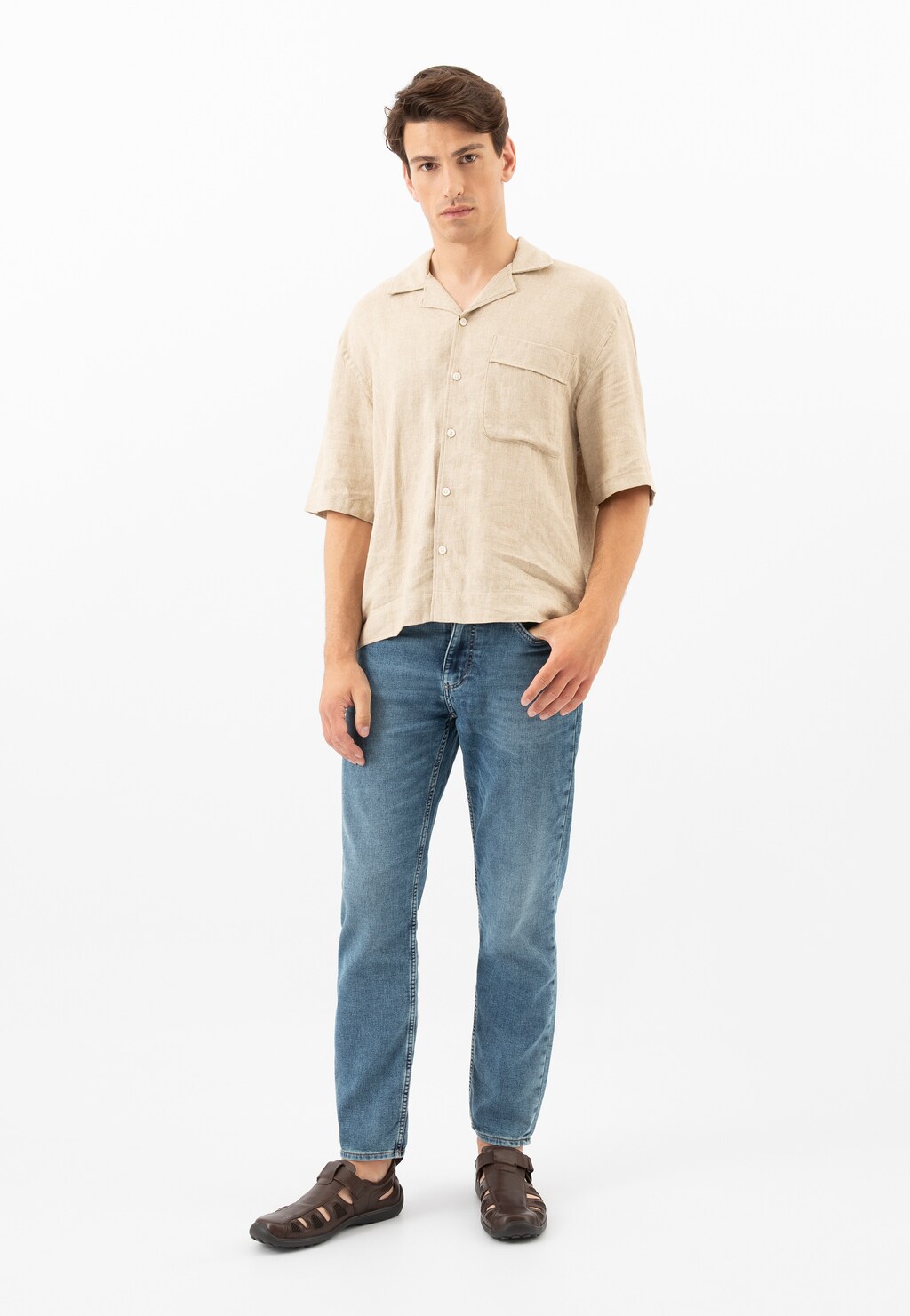 Brązowe półbuty męskie z wycięciami 2156A-52 Widok 7