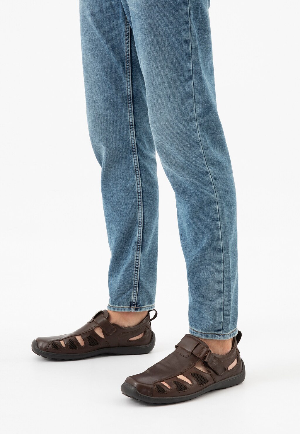 Brązowe półbuty męskie z wycięciami 2156A-52 Widok 8