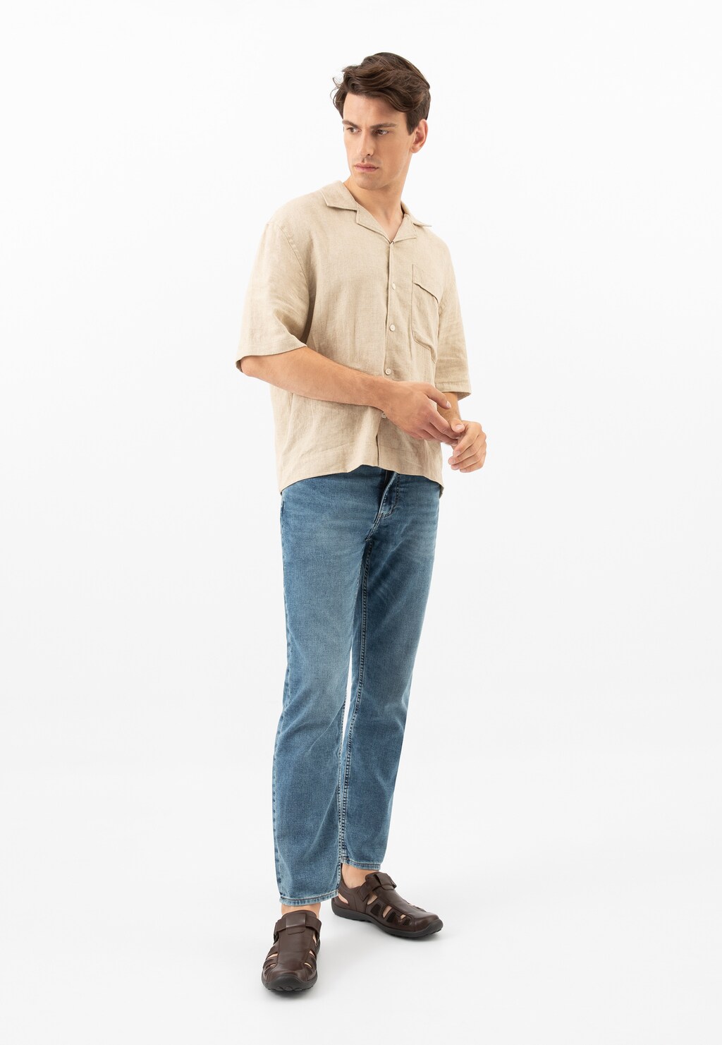 Brązowe półbuty męskie z wycięciami 2156A-52 Widok 1