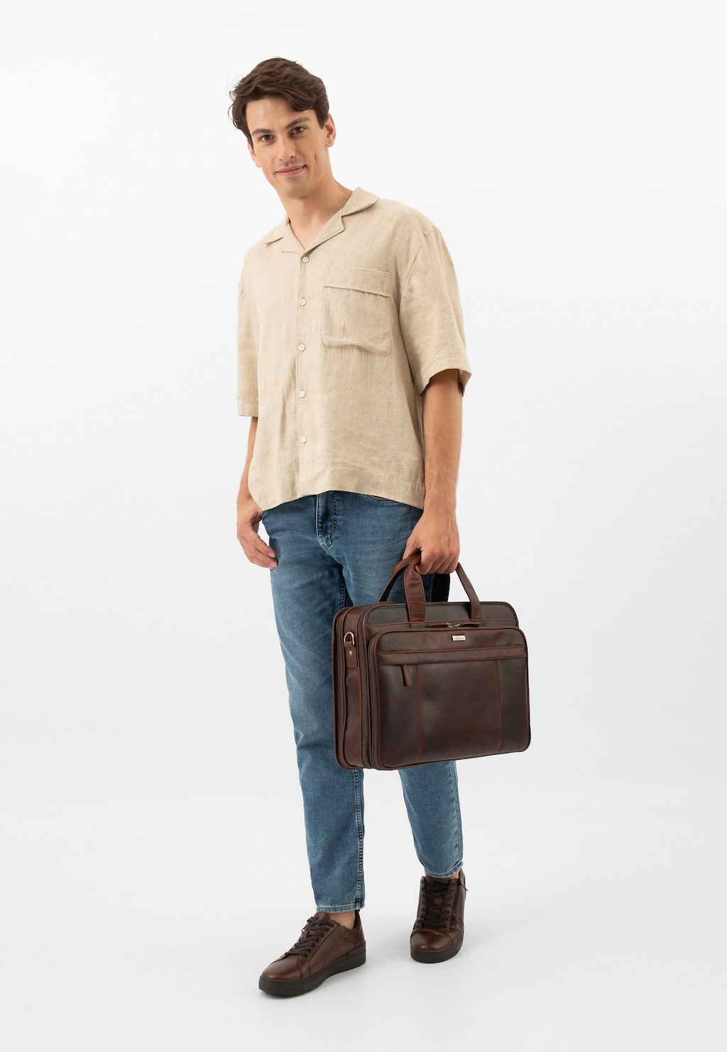 Velká pánská taška v hnědé barvě s množstvím kapes 80072-52 Widok 1