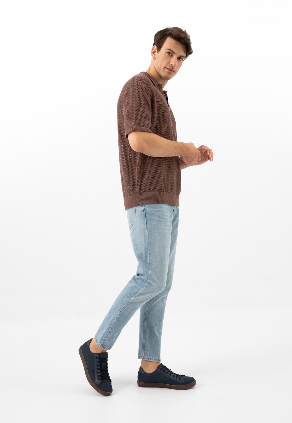 Pánské modré tenisky na hnědé podrážce 10227-76 Widok 7