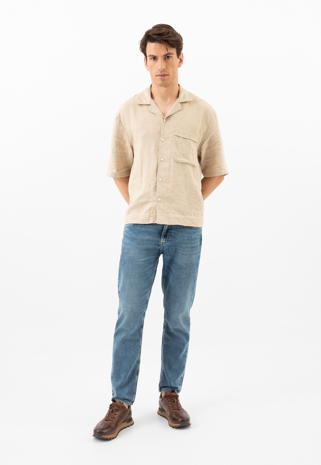 Hnedé tenisky z brúsenej kože 10201-52 Widok 9