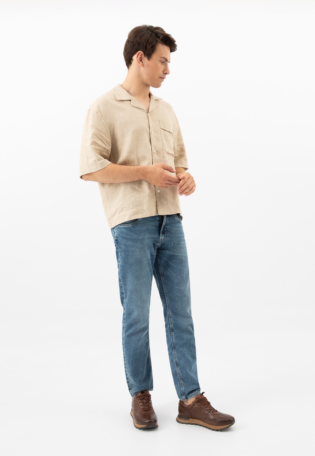 Hnedé tenisky z brúsenej kože 10201-52 Widok 1