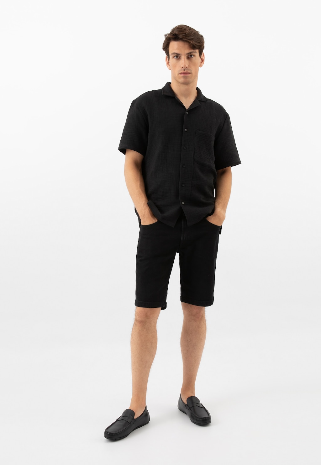 Czarne mokasyny męskie 10115-51 Widok 1