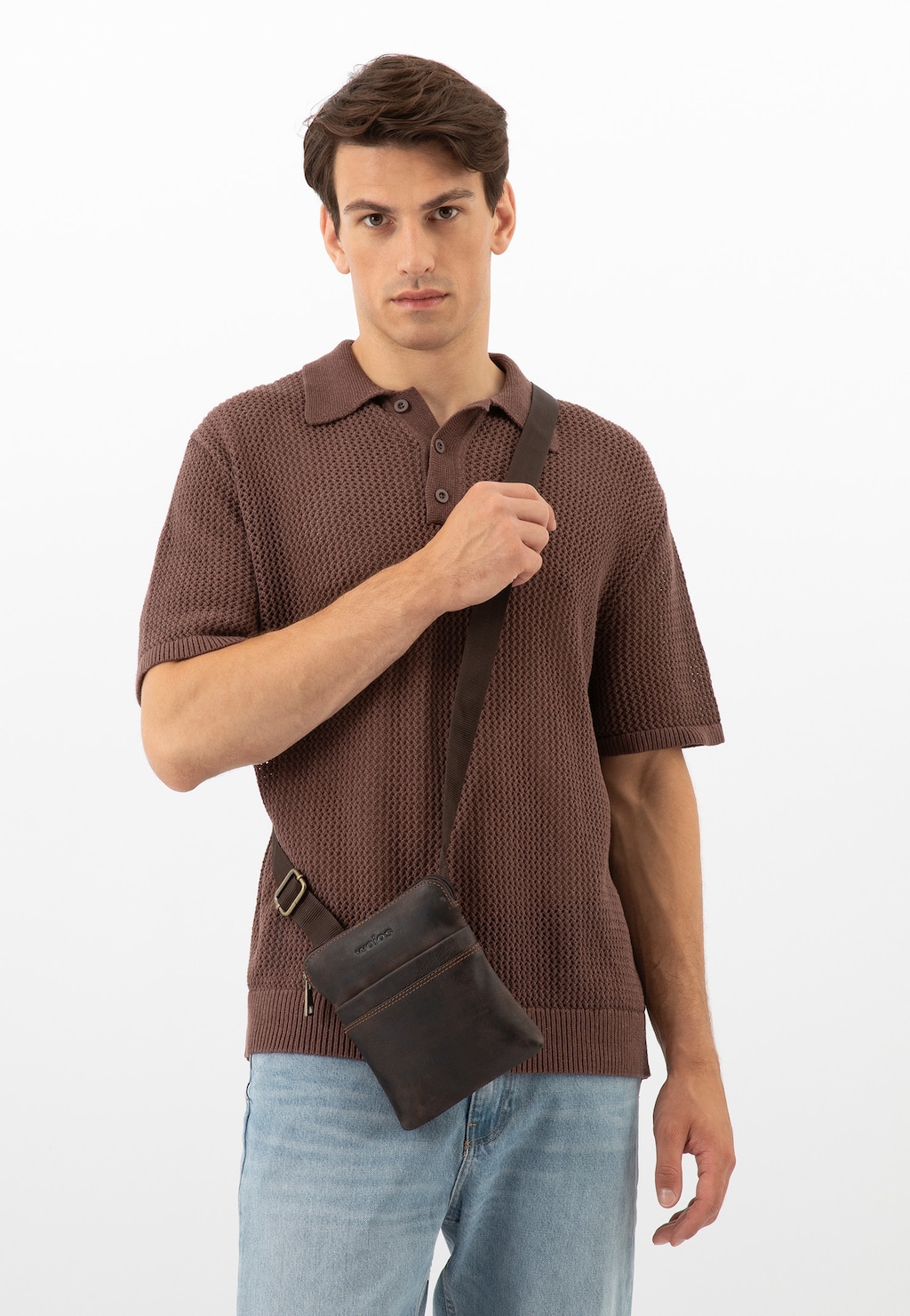 Brązowa torba męska z nubuku olejowanego 80325-22 Widok 1