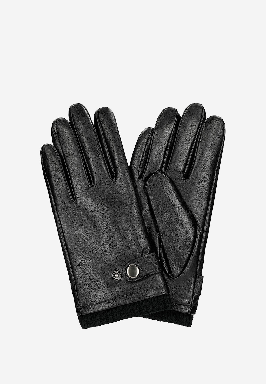 Černé pánské kožené rukavice s nastavitelnou šířkou 98132-51 Widok 1